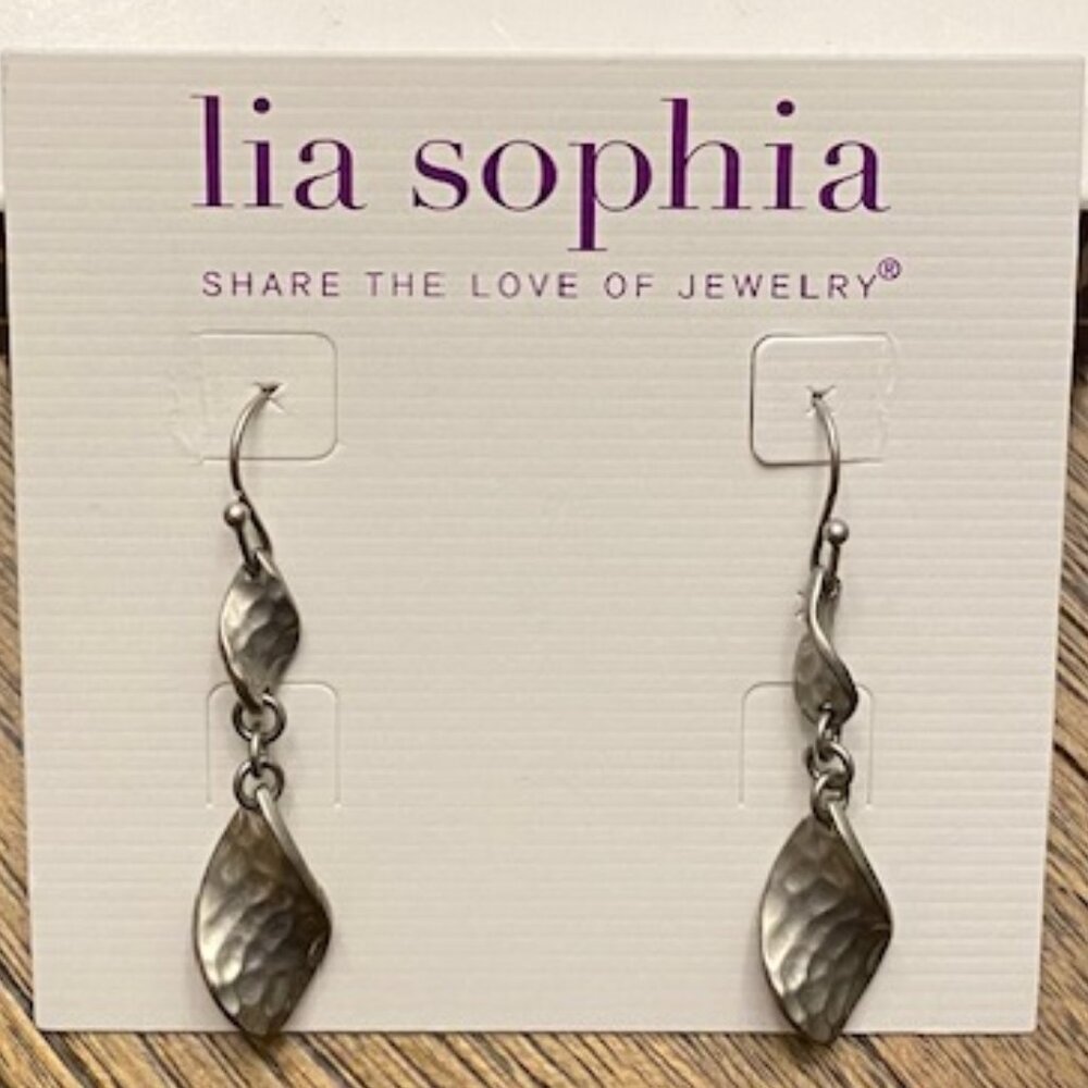 Lia Sophia “TRYST” Matte Silver Dangle Earrings